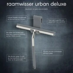 Sealskin Urban Deluxe Raamwisser Inclusief Flexibele Glashaak En Schroefhaak - RVS Gepolijst -Badkamerproducten 1200x1200 514