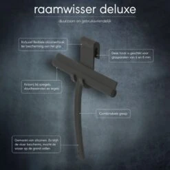 Sealskin Deluxe - Raamwisser Inclusief Flexibele Glashaak - Zwart -Badkamerproducten 1200x1200 518