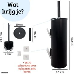 Mmoods WC Borstel Met Houder Hangend Zwart - Toiletborstel Siliconen Industrieel Design -Badkamerproducten 1200x1200 549