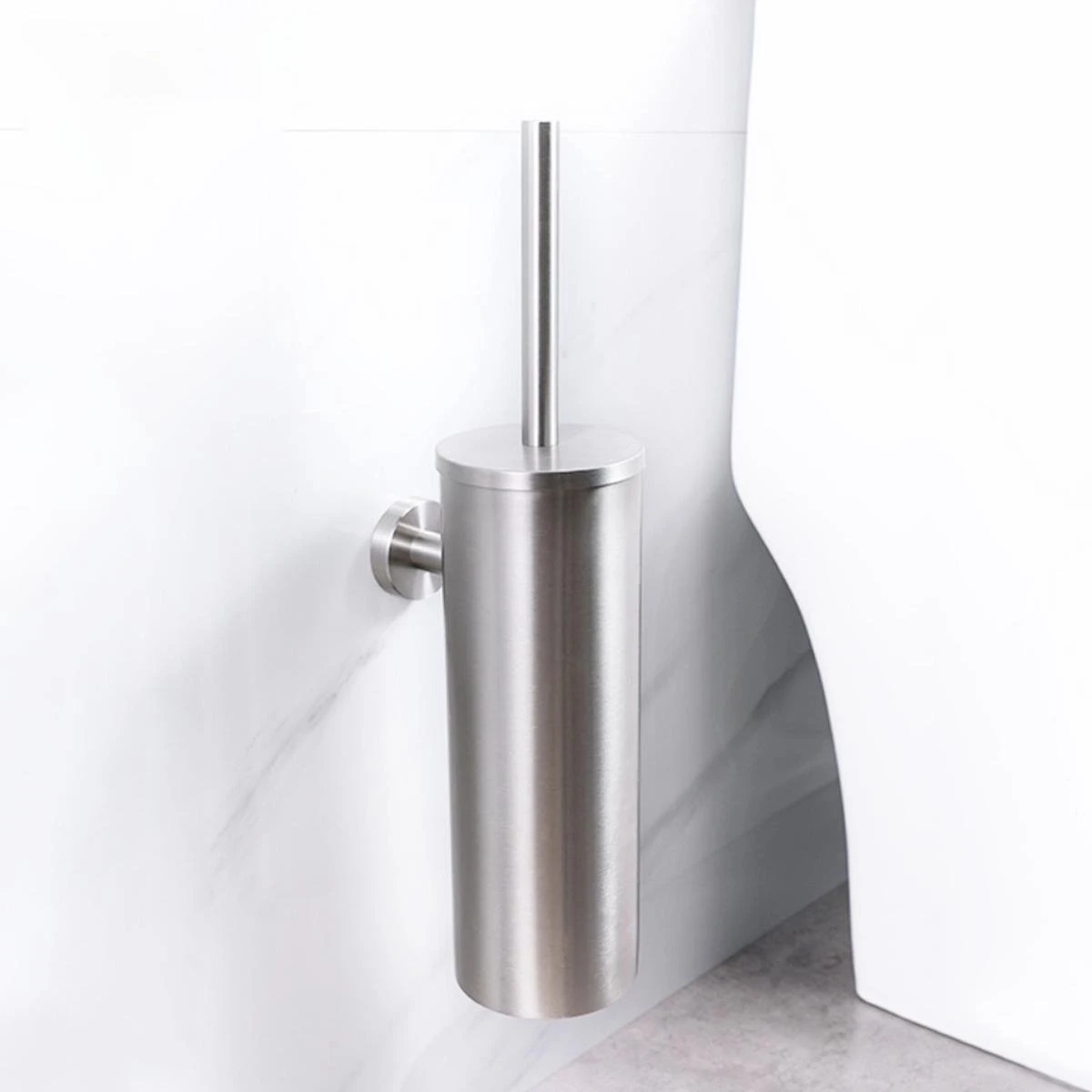 VDN Stainless Toiletborstel Met Houder - Toiletborstelhouder - Zilver - Wc Borstel Met Houder - RVS - Hangend 2 VDN Stainless Toiletborstel Met Houder - Toiletborstelhouder - Zilver - Wc Borstel Met Houder - RVS - Hangend - Afbeelding 2
