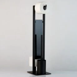 WENKO Toiletbutler Rivalta Zwart - Toiletborstel Met Houder, Toiletrolhouder En Reserverolhouder -Badkamerproducten 1200x1200 583