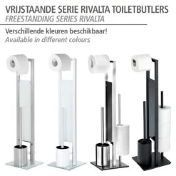 WENKO Toiletbutler Rivalta Zwart - Toiletborstel Met Houder, Toiletrolhouder En Reserverolhouder -Badkamerproducten 1200x1200 585