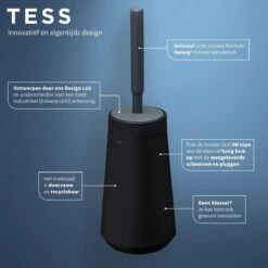 Tiger Tess - Toiletborstelhouder Met Swoop® Borstel Flexibel - Zwart / Antraciet -Badkamerproducten 1200x1200 625