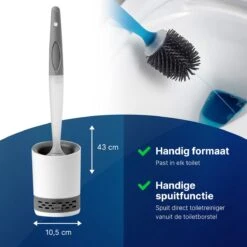 Mdxl® Siliconen WC Borstel Met Zeepdispenser - Hervulbaar - Vrijstaand Of Hangend - Sneldrogend, Hygiënisch & Antibacteriële Werking - Zonder Boren - Toilet Brush - Toiletborstel Houder - Lekbak -Badkamerproducten 1200x1200 699