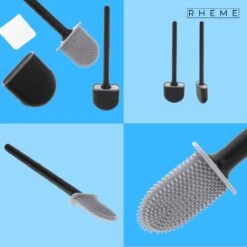 WC Borstel - Siliconen Borstel Met Houder - Hangend Met Plakstrip - Duurzaam Toilet Borstel - Zwart - Rheme -Badkamerproducten 1200x1200 714