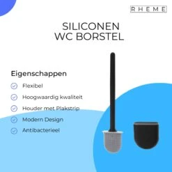 WC Borstel - Siliconen Borstel Met Houder - Hangend Met Plakstrip - Duurzaam Toilet Borstel - Zwart - Rheme -Badkamerproducten 1200x1200 715