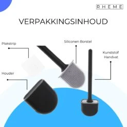 WC Borstel - Siliconen Borstel Met Houder - Hangend Met Plakstrip - Duurzaam Toilet Borstel - Zwart - Rheme -Badkamerproducten 1200x1200 716