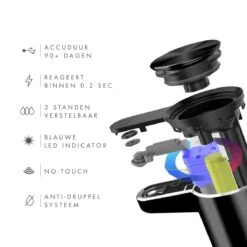 101Products Automatische Zeepdispenser - USB Oplaadbaar - Zeepdispenser Met Sensor - Zeeppompje - Zwart -Badkamerproducten 1200x1200 72
