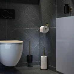 Tiger Tune - Toiletaccessoireset - Toiletborstel Met Houder - Toiletrolhouder Zonder Klep - Handdoekhaak – Messing Geborsteld / Zwart -Badkamerproducten 1200x1200 738