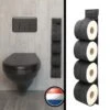 Reserverolhouder Hangend – Toiletrolhouder – Reserve Rolhouder – Zonder Boren – Rolhouder - Muur – Zwart - Antraciet - STOF & SPETTERVRIJ