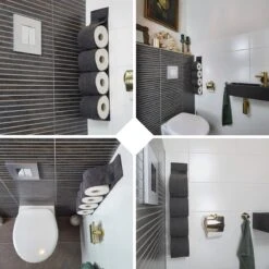 Reserverolhouder Hangend – Toiletrolhouder – Reserve Rolhouder – Zonder Boren – Rolhouder - Muur – Zwart - Antraciet - STOF & SPETTERVRIJ -Badkamerproducten 1200x1200 757