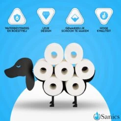 Sanics Reserverolhouder Vrijstaand - Hangend - Wandhouder - Hond - Zwart - Dier -Badkamerproducten 1200x1200 758