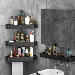 Cgoods Doucherek 2 Laags - Doucherek Zonder Boren - Doucherekje - Douchemandje - Badkamerrek - Badkamer Accessoires - Zwart 14 Cgoods Doucherek 2 Laags - Doucherek Zonder Boren - Doucherekje - Douchemandje - Badkamerrek - Badkamer Accessoires - Zwart -Badkamerproducten 1200x1200 793