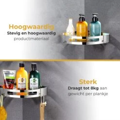 Merkloos Doucherek Zonder Boren – Doucherek Hangend – Badkamerrek – Zilver RVS – IP68 Waterdicht – 8KG Draagkracht -Badkamerproducten 1200x1200 795