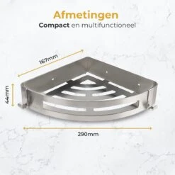 Merkloos Doucherek Zonder Boren – Doucherek Hangend – Badkamerrek – Zilver RVS – IP68 Waterdicht – 8KG Draagkracht -Badkamerproducten 1200x1200 797