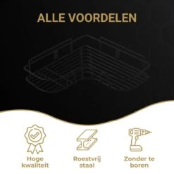 HGMD® Doucherek Zonder Boren - 1 Stuk - Zwart - Zelfklevend Doucherek –Badkamerrek - Badrek - Keukenrek - Doucherek Hangend – Badkamer Accessoires - Kruidenrek 15 HGMD® Doucherek Zonder Boren - 1 Stuk - Zwart - Zelfklevend Doucherek –Badkamerrek - Badrek - Keukenrek - Doucherek Hangend – Badkamer Accessoires - Kruidenrek -Badkamerproducten 1200x1200 808