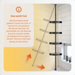 Goliving Doucherek - Doucherek Zonder Boren - Telescopisch Doucherek - Voor Plafonds Tot 2.9m Hoog - Dicht Design - Zwart -Badkamerproducten 1200x1200 815