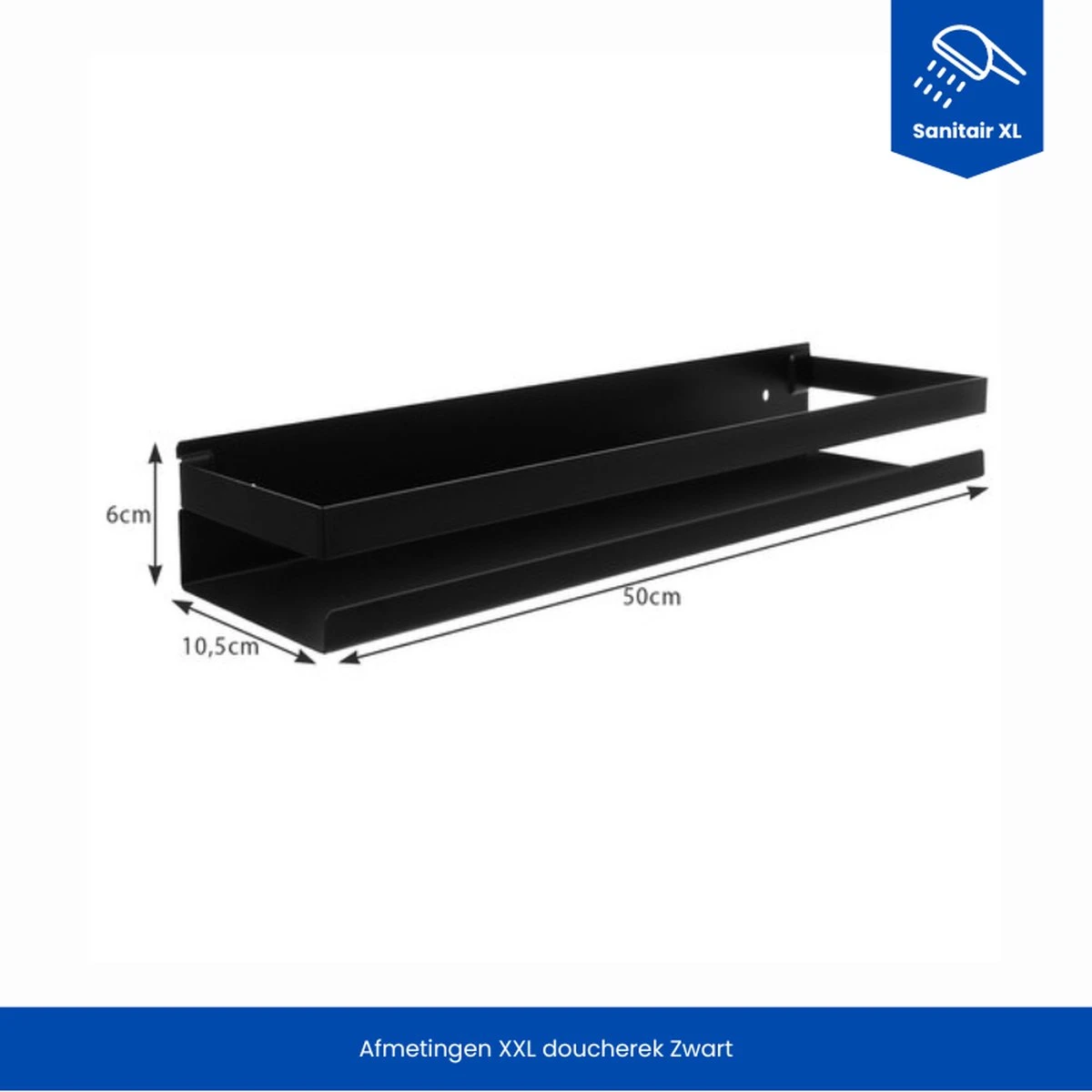 SanitairXL - Doucherek Zwart RVS - 50 Cm Breed - Badkamer Rekje - Douche Rekje - Wandrekje - Hangend Doucherek - Keuken Wandrek 2 SanitairXL - Doucherek Zwart RVS - 50 Cm Breed - Badkamer Rekje - Douche Rekje - Wandrekje - Hangend Doucherek - Keuken Wandrek - Afbeelding 2