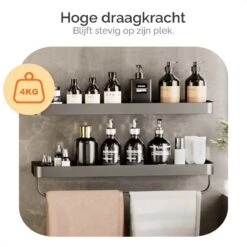 Goliving Doucherek Zonder Boren - Doucherekje- Badkamerrek 2 Laags - Hangend - Wandrek - RVS - Opbergrek - 40cm - Zwart 12 Goliving Doucherek Zonder Boren - Doucherekje- Badkamerrek 2 Laags - Hangend - Wandrek - RVS - Opbergrek - 40cm - Zwart -Badkamerproducten 1200x1200 833