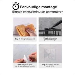 HGMD® Doucherek Zonder Boren - RVS - Zelfklevend Doucherek –Badkamerrek - Badrek - Keukenrek - Doucherek Hangend – Badkamer Accessoires - Kruidenrek -Badkamerproducten 1200x1200 840