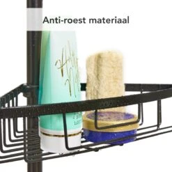 Ogoods Telescopisch Doucherek Inclusief 4 Manden - Zwart - Badkamerrek - Zonder Boren - In Hoogte Verstelbaar - Opbergsysteem -Badkamerproducten 1200x1200 841