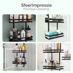 Goliving Doucherek - Doucherek Zonder Boren - Hangend Doucherek - RVS - Twee Laags - Zwart -Badkamerproducten 1200x1200 860