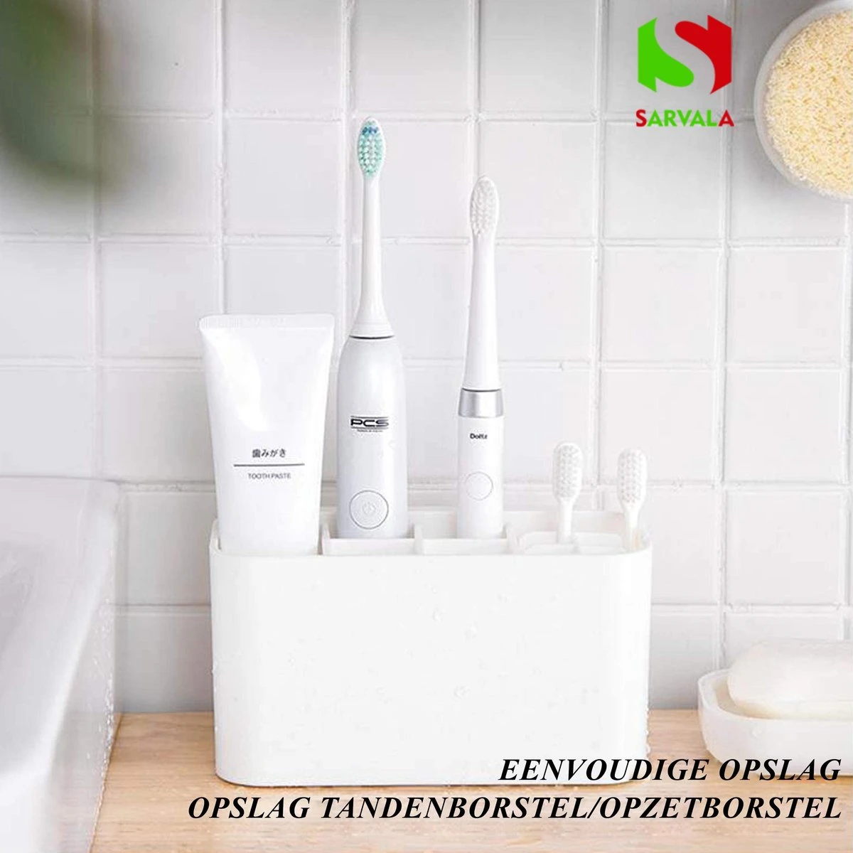 Tandenborstelhouder - Wastafelmeubel - Vrijstaand Of Wandgemonteerd - Wit 2 Tandenborstelhouder - Wastafelmeubel - Vrijstaand Of Wandgemonteerd - Wit - Afbeelding 2