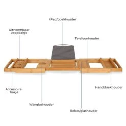 LifeGoods Badplank - Uitschuifbaar - Voor In Bad - 74.5 Tot 108.5 Cm - Met Houder - Hout -Badkamerproducten 1200x1200 932