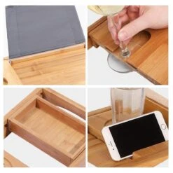 LifeGoods Badplank - Uitschuifbaar - Voor In Bad - 74.5 Tot 108.5 Cm - Met Houder - Hout -Badkamerproducten 1200x1200 933