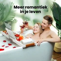 RelaxTub® Badplank - Badplank Voor In Bad - Badrek - Verstelbaar - Anti Slip - Badplank Wit - Badplank Hout - Badrekje Inclusief Boekenhouder, Tablethouder & Spiegel -Badkamerproducten 1200x1200 936