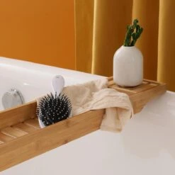 Merkloos Decopatent® Badrekje Voor Over Bad - 70 Cm - Bamboe Hout - Badrek - Badplank - Badbrug - Basic Bad Tafeltje Voor In Bad - Naturel -Badkamerproducten 1200x1200 956