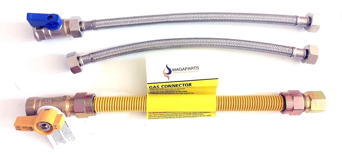 Wagaparts Aansluitset - Voor Diverse Geisers - Flexibele Pijp - ½” Koppeling - Binnendraad. 1 Wagaparts Aansluitset - Voor Diverse Geisers - Flexibele Pijp - ½” Koppeling - Binnendraad.