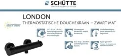 SCHÜTTE London Thermostatische Douchekraan - Hartafstand 150 Mm - Zwart Mat -Badkamerproducten 1200x558 1