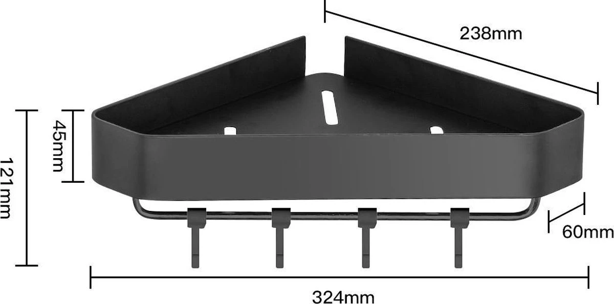 Cgoods Doucherek 2 Laags - Doucherek Zonder Boren - Doucherekje - Douchemandje - Badkamerrek - Badkamer Accessoires - Zwart 2 Cgoods Doucherek 2 Laags - Doucherek Zonder Boren - Doucherekje - Douchemandje - Badkamerrek - Badkamer Accessoires - Zwart - Afbeelding 2