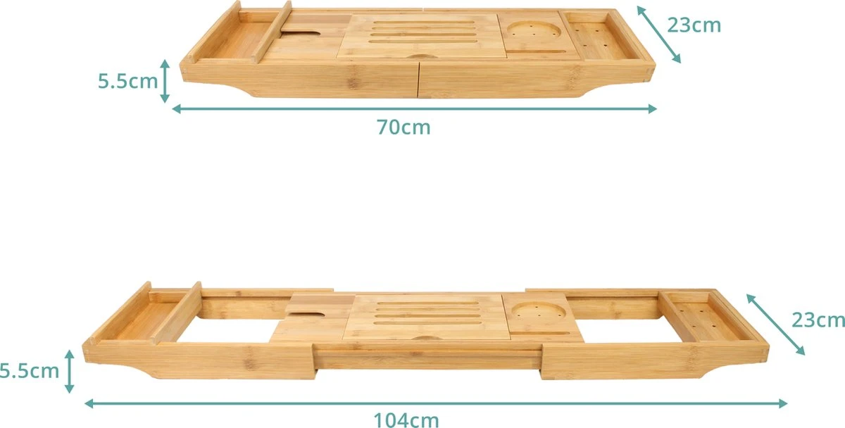 Regno Badplank Voor In Bad - Met Badkussen - Uitschuifbaar En Waterbestendig Badrek - IPad En Glashouder 3 Regno Badplank Voor In Bad - Met Badkussen - Uitschuifbaar En Waterbestendig Badrek - IPad En Glashouder - Afbeelding 3