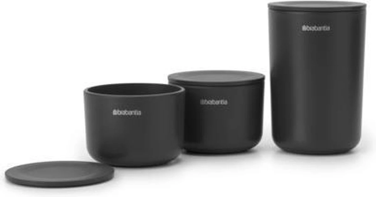 Brabantia ReNew Opbergpotjes - 3-delig - Dark Grey 7 Brabantia ReNew Opbergpotjes - 3-delig - Dark Grey - Afbeelding 7
