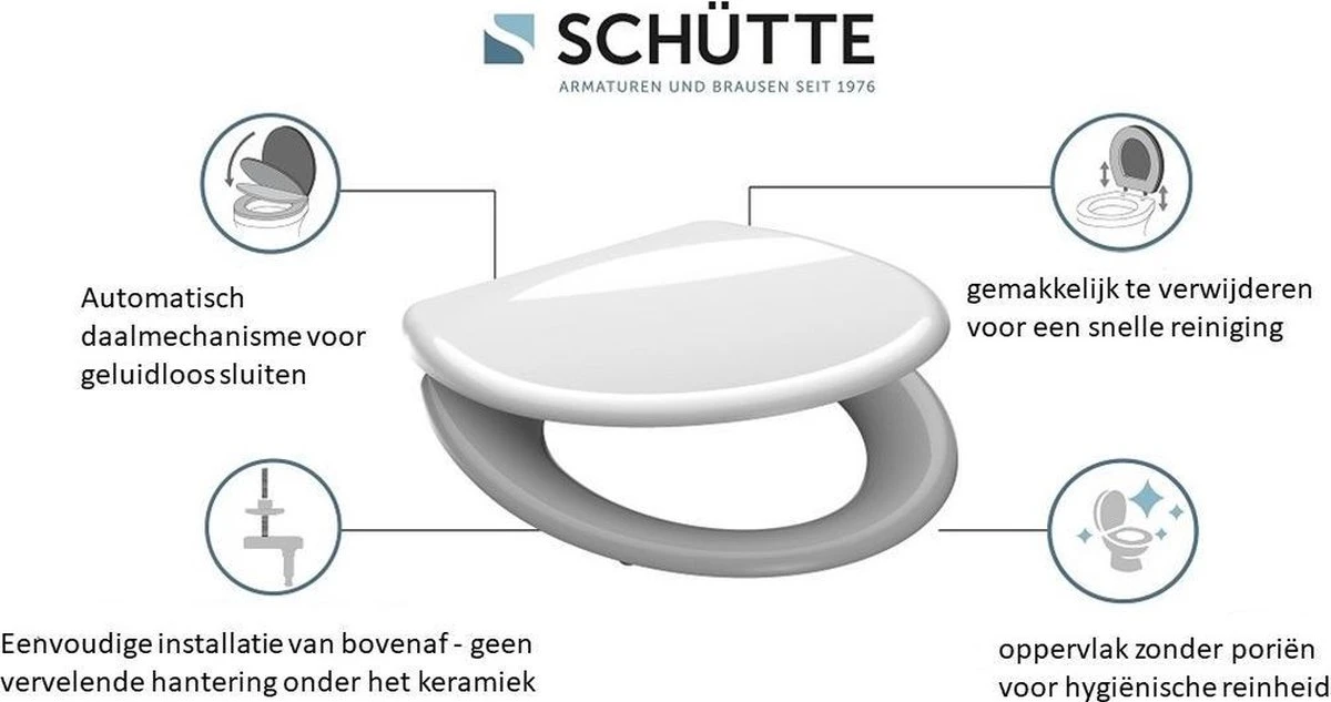 SCHÜTTE WC-Bril 82304 ANTHRAZIT - Duroplast - Soft Close - Afklikbaar - RVS-Scharnieren - Gelakt - Antraciet 9 SCHÜTTE WC-Bril 82304 ANTHRAZIT - Duroplast - Soft Close - Afklikbaar - RVS-Scharnieren - Gelakt - Antraciet - Afbeelding 9