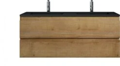 Badkamermeubel Angela 120cm Eiken - Badmeubel Met Zwarte Wastafel -Badkamerproducten 1200x660 1