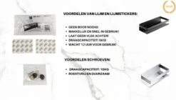 Merkloos Doucherek- Douchemand- Badkamerrek- Badkamer Organiser- Badkamer Organizer-Rekje Voor In De Douche- Badkamer Plank-Rekje Voor Shampoo- RVS- Zonder Boren- Zelfklevend- Rechthoek Vorm- Met Of Zonder Schroeven- Ophangbaar- Met Lijm- 40 Cm- Zwart -Badkamerproducten 1200x681