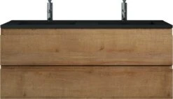 Badkamermeubel Angela 120cm Eiken - Badmeubel Met Zwarte Wastafel -Badkamerproducten 1200x689 1