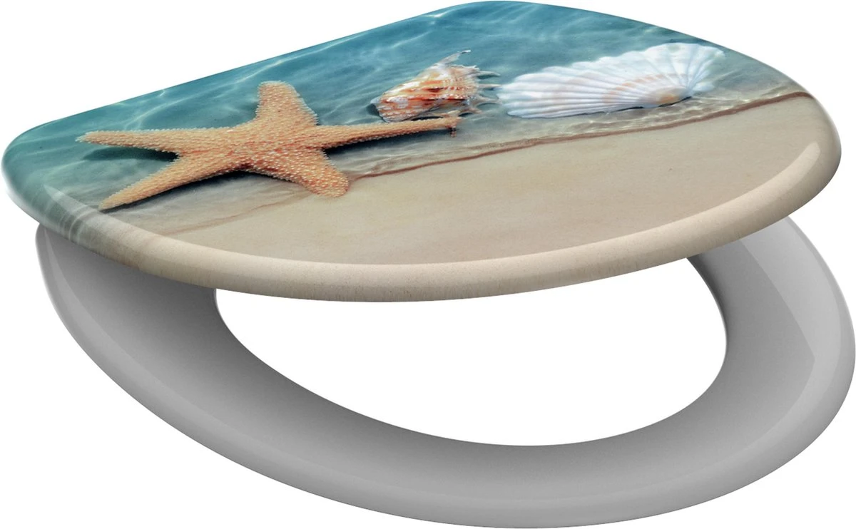 SCHÜTTE WC-Bril 82196 BEACH - Duroplast - Soft Close - Verchroomde Scharnieren - Decor - 1-zijdige Print 2 SCHÜTTE WC-Bril 82196 BEACH - Duroplast - Soft Close - Verchroomde Scharnieren - Decor - 1-zijdige Print - Afbeelding 2