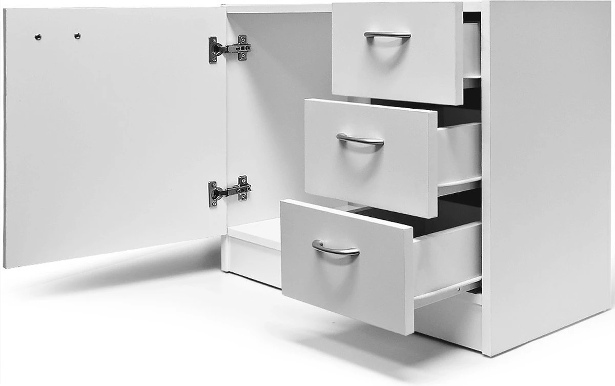 Deuba Badkamermeubel 3 Lades 63x54x30cm Wit Wastafelmeubel Onderkast 4 Deuba Badkamermeubel 3 Lades 63x54x30cm Wit Wastafelmeubel Onderkast - Afbeelding 4