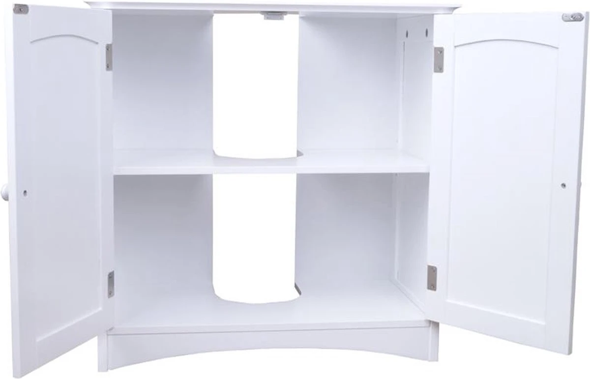 Wastafelkast - Badkamermeubel Met Uitsparing - 60 X 60 X 30 Cm - Wit - Badkamerkast 3 Wastafelkast - Badkamermeubel Met Uitsparing - 60 X 60 X 30 Cm - Wit - Badkamerkast - Afbeelding 3