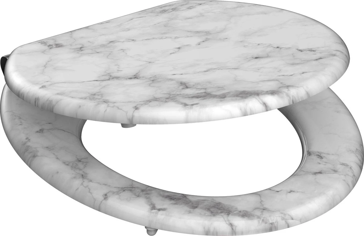 SCHÜTTE WC-Bril 80194 MARMOR STONE - MDF-Hout - Soft Close - Verchroomde Scharnieren - Decor - 3-zijdige Print 2 SCHÜTTE WC-Bril 80194 MARMOR STONE - MDF-Hout - Soft Close - Verchroomde Scharnieren - Decor - 3-zijdige Print - Afbeelding 2