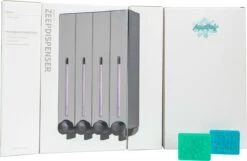 Aquathof, Zeepdispenser, RVS Kleur, 4 Kamer, 4 Reservoirs, 4x500ml, Hangend - Wandmontage -Badkamerproducten 1200x783 1
