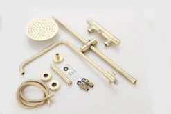 Wesseling & Bos Doucheset - Regendouche Mat Goud Geborsteld - Doucheset Met Thermostaatkraan - Atlanta -Badkamerproducten 1200x796 2