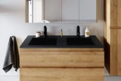 Badkamermeubel Angela 120cm Eiken - Badmeubel Met Zwarte Wastafel -Badkamerproducten 1200x800 83