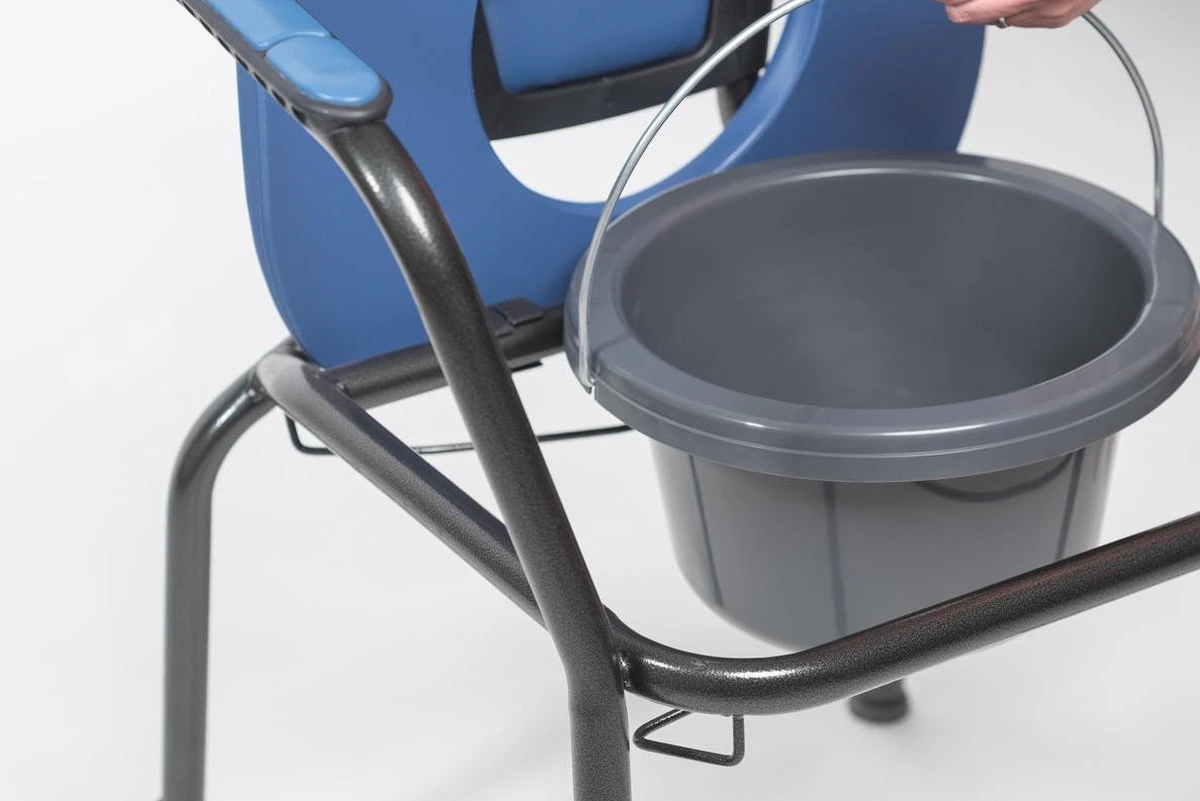 Toiletstoel Blauw Met Comfortabele Zitting En Emmer Met Deksel - Postoel 3 Toiletstoel Blauw Met Comfortabele Zitting En Emmer Met Deksel - Postoel - Afbeelding 3