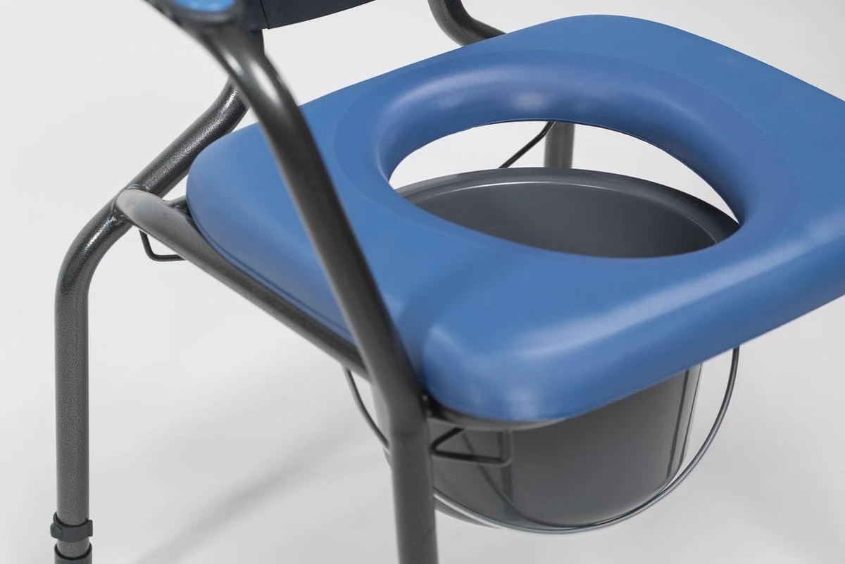 Toiletstoel Blauw Met Comfortabele Zitting En Emmer Met Deksel - Postoel 4 Toiletstoel Blauw Met Comfortabele Zitting En Emmer Met Deksel - Postoel - Afbeelding 4