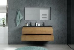 Badkamermeubel Angela 120cm Eiken - Badmeubel Met Zwarte Wastafel -Badkamerproducten 1200x815 5